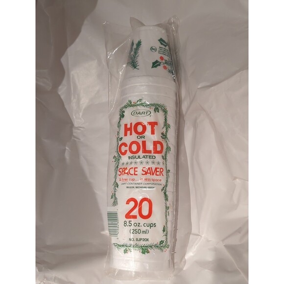 Dart Styrofoam Disposable Cups Holidays Christmas  Insulated 8.5 Oz Sealed - Picture 1 of 6